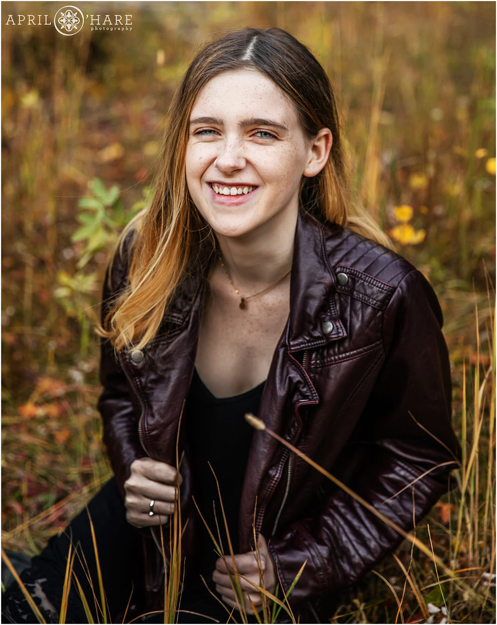 Gorgeous fall color senior portraits on Squaw Pass Road in Evergreen Colorado