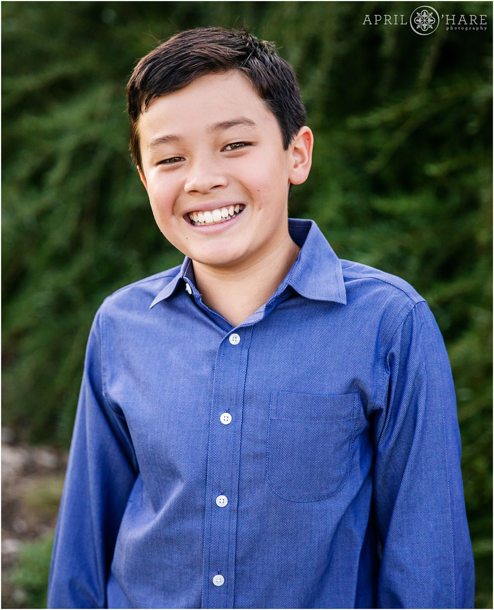 Individual portrait of son alone at a Family picture session in Colorado