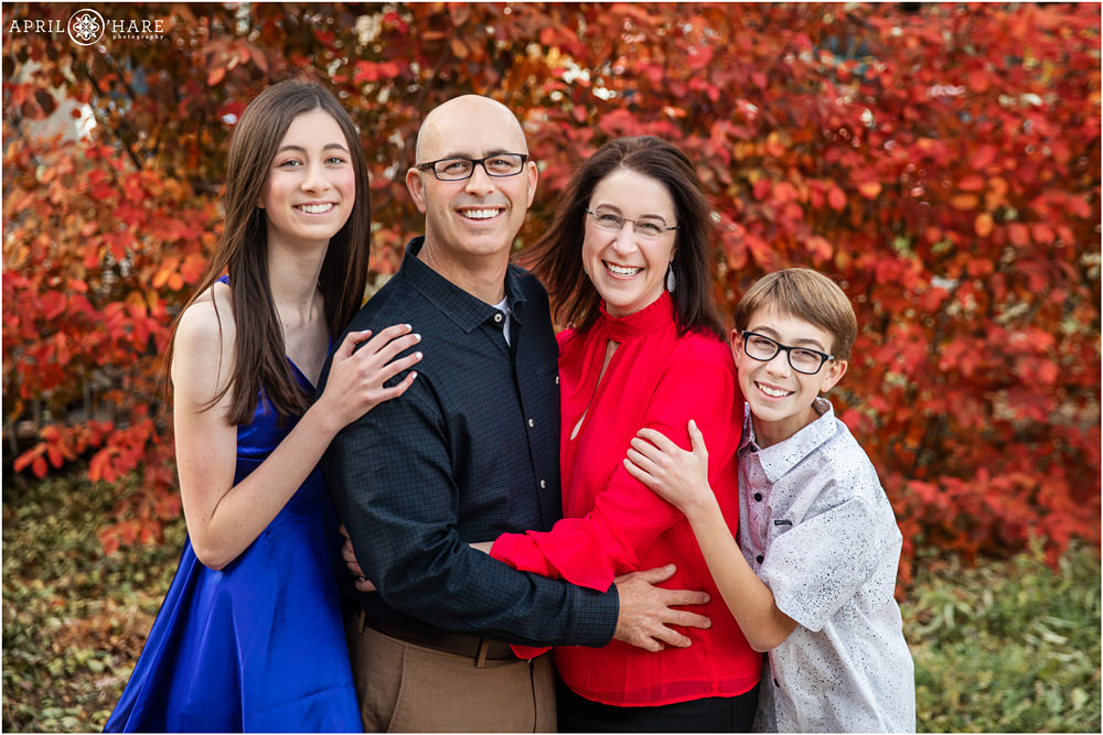 Fall Color Family Portraits outside Lincoln Center in Fort Collins Colorado