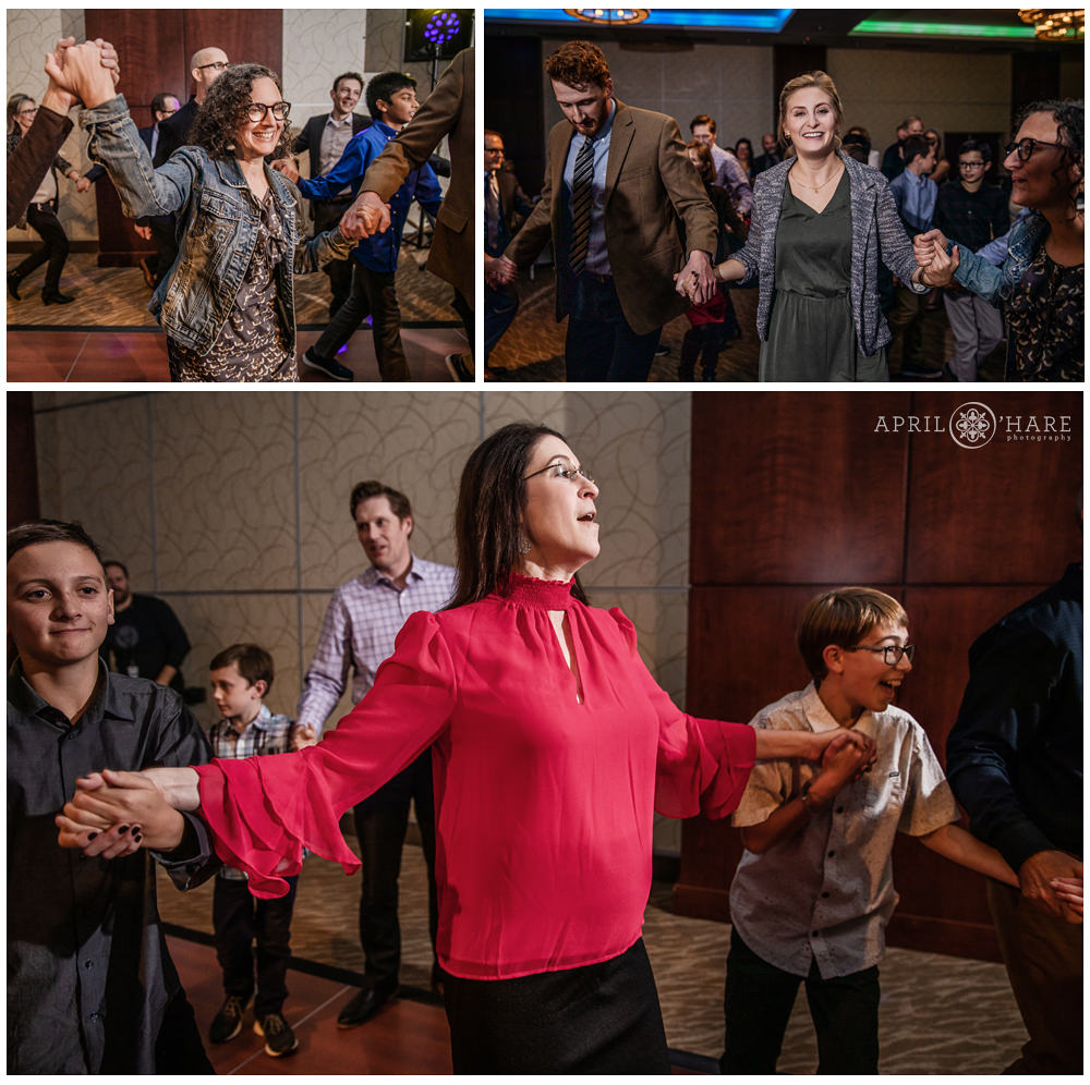Hora dance during bar mitzvah party at the Lincoln Center in Fort Collins Colorado