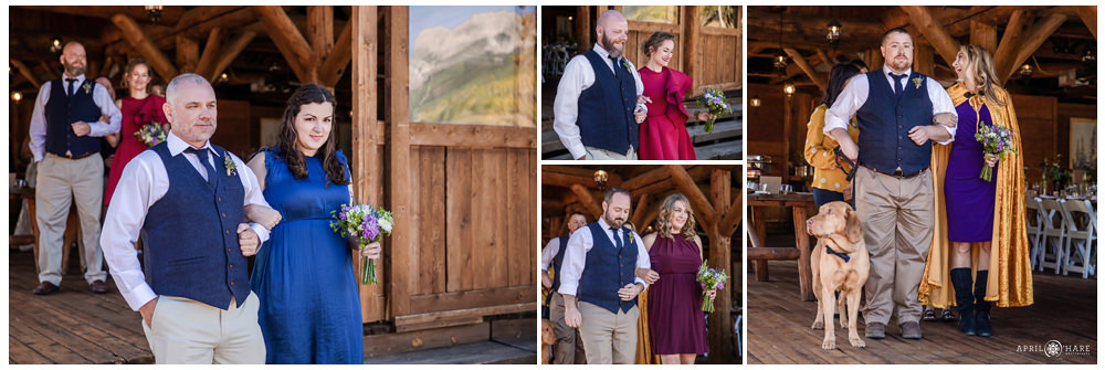 Bridal party procession ceremony photos at a Rustic Vail wedding venue in Colorado