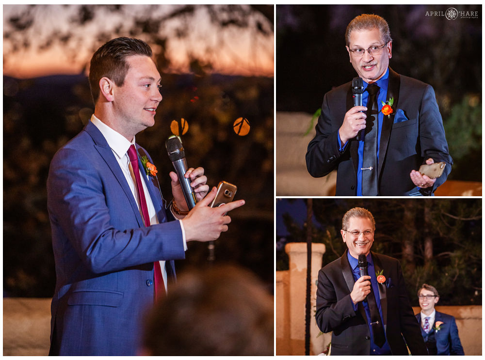 Best man and Father of the Bride Speeches at Villa Parker in Colorado during fall