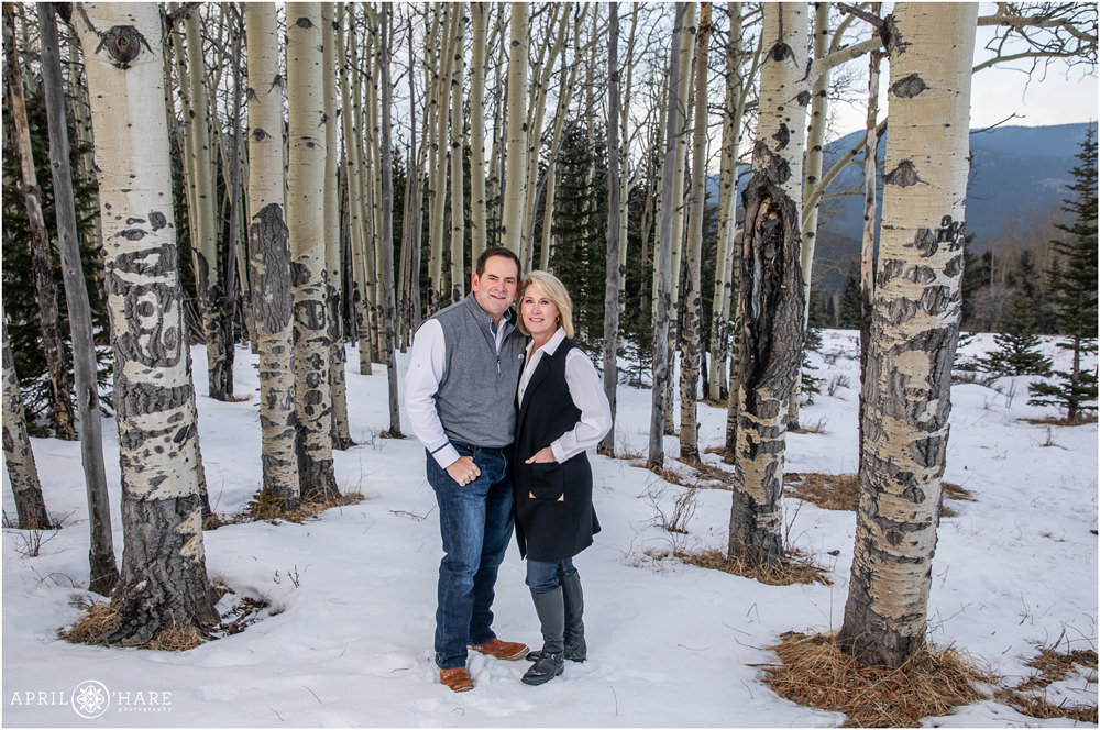 A nice couples portrait for mom and dad during their winter family pictures in CO