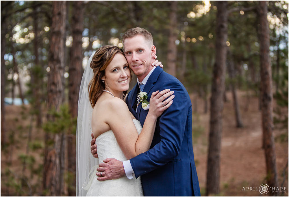 Beautiful forest wedding portrait in Black Forest Colorado Springs