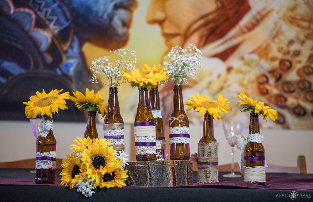 Beer bottles can be used in wedding decor for a brewery wedding