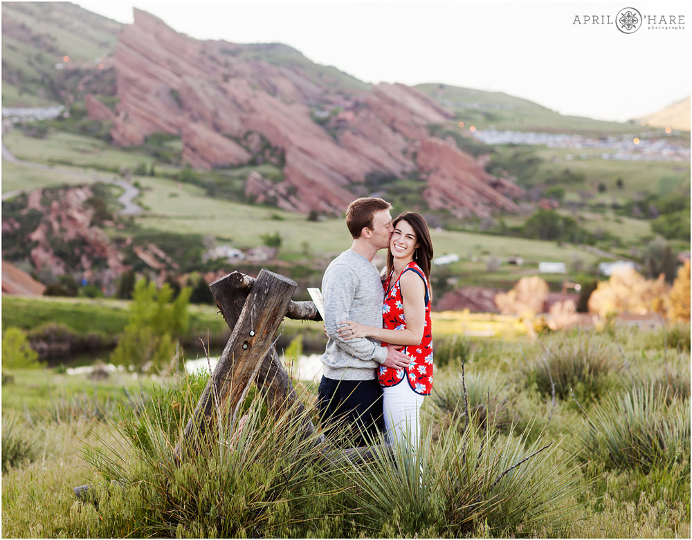 Red Rocks engagement session alternative location at East Mount Falcon Trailhead