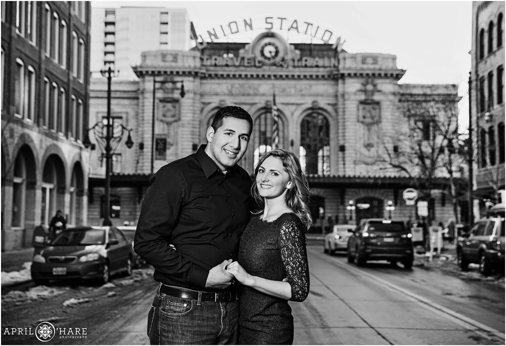 Oxford Hotel area with Union Station views best place for engagement photos in Denver