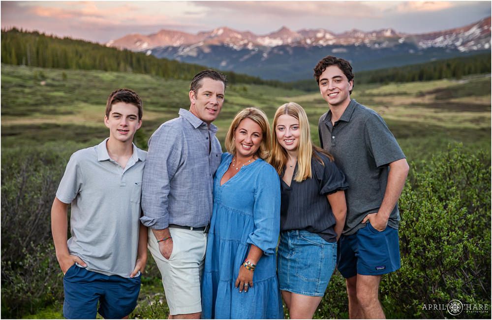 A family portrait in Vail Colorado during summer on Shrine Pass