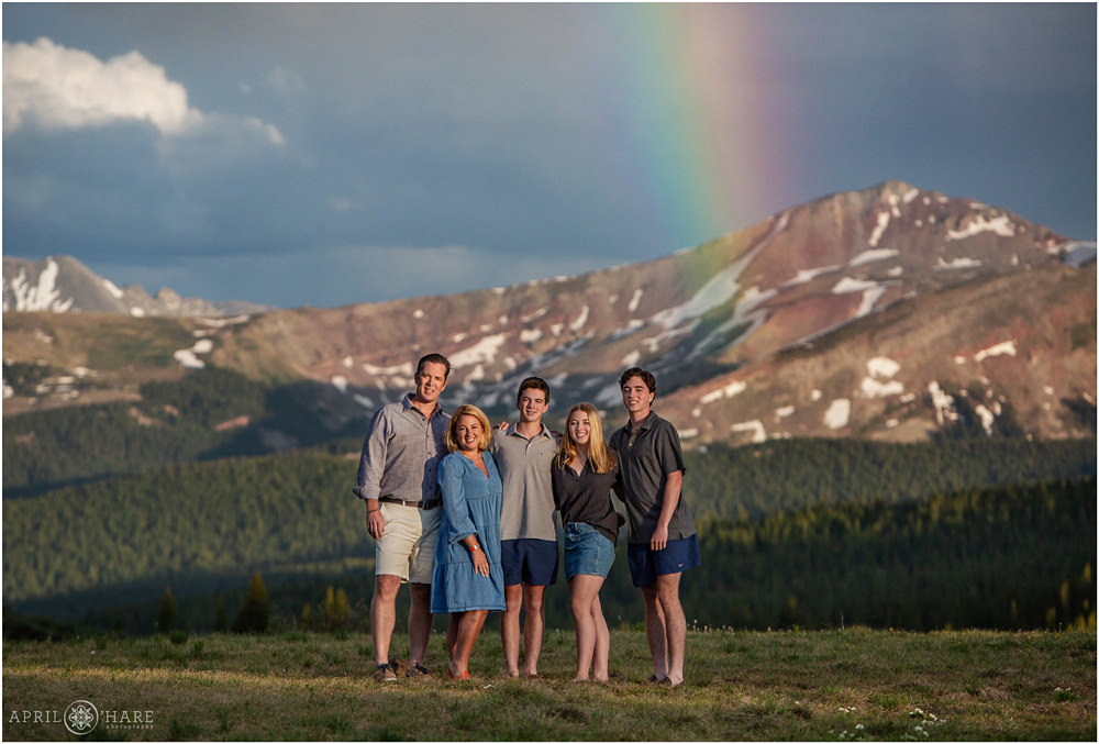 Shrine Pass Family Photos with Beautiful Rainbow Mountain Backdrop in Colorado