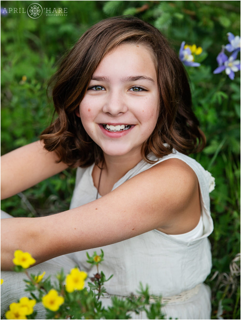 Headshot photo of a girl at her family photography session in Evergreen Colorado