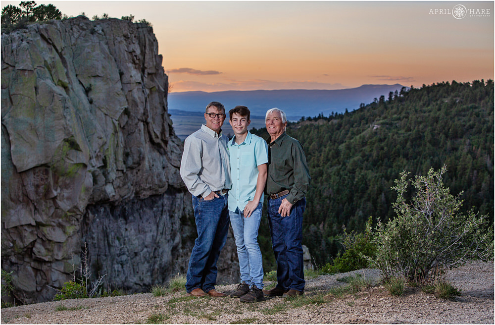 All of the guys pose for a photo together at a Spanish peaks family photography session at Lovers Leap