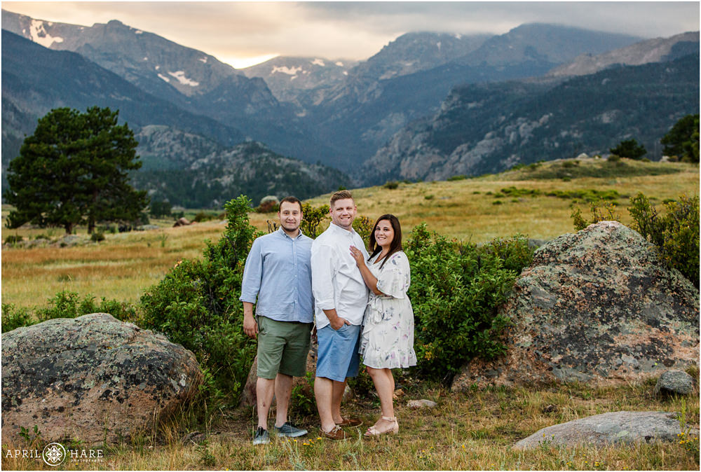 A family photo in front of the awesome views of Moraine Park inside Rocky Mountain National Park in Colorado