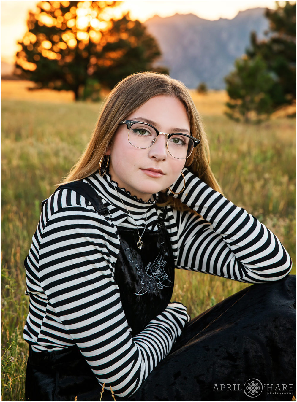 Boulder senior girl portrait at Flatirons Vista