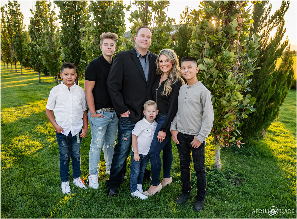 Blended Family Photos for a family with 4 sons in Northeast Denver at Prairie Meadows Park