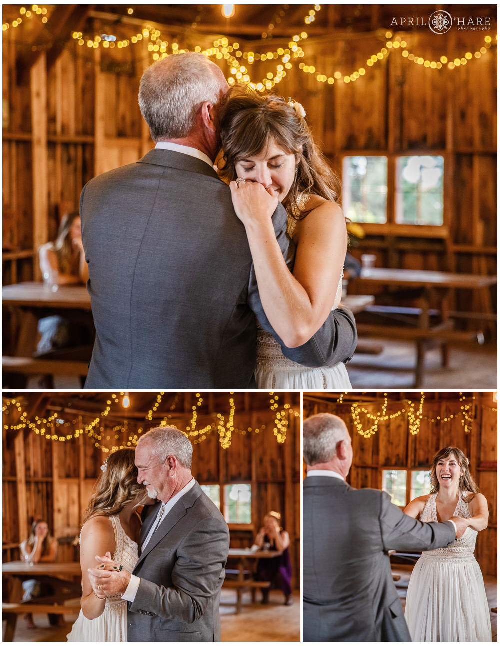 Bride's dance with her dad on her wedding day in Colorado