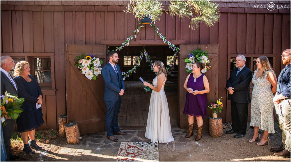 Outdoor Rustic Colorado wedding day at a Private Home with a brown barn