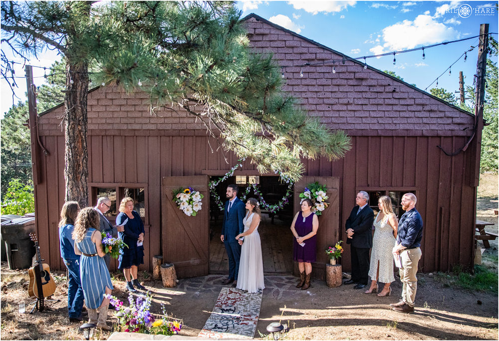 Cute Barn Wedding at a rustic VRBO home on Lookout Mountain in Colorado