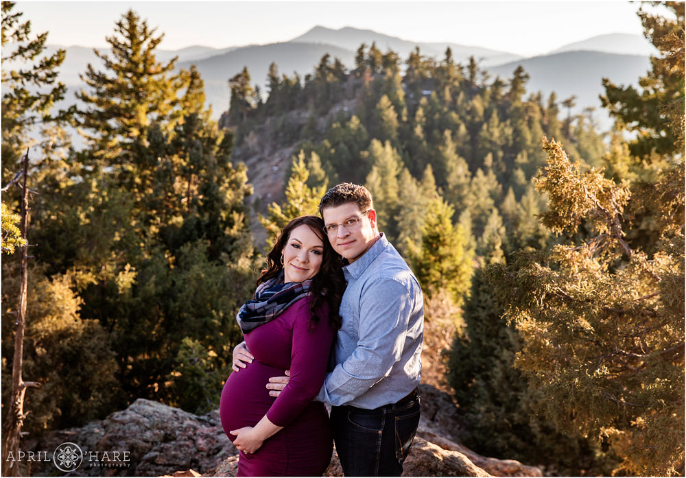 A pretty maternity photo at West Mount Falcon trailhead in Colorado
