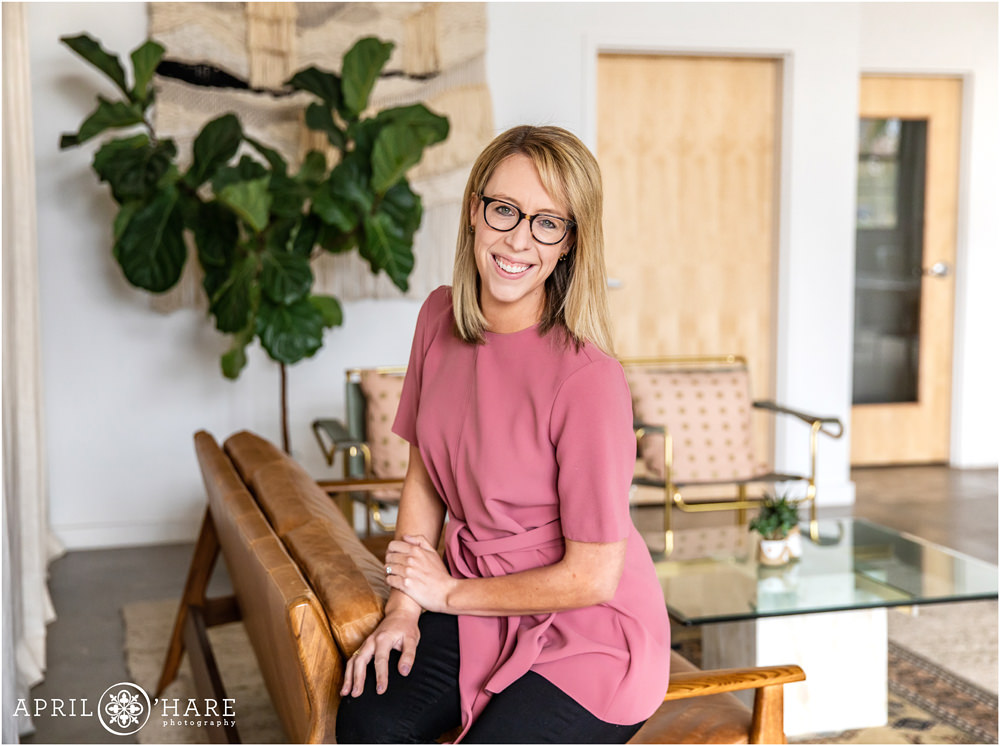 Beautiful natural light Denver personal branding photography at Realm