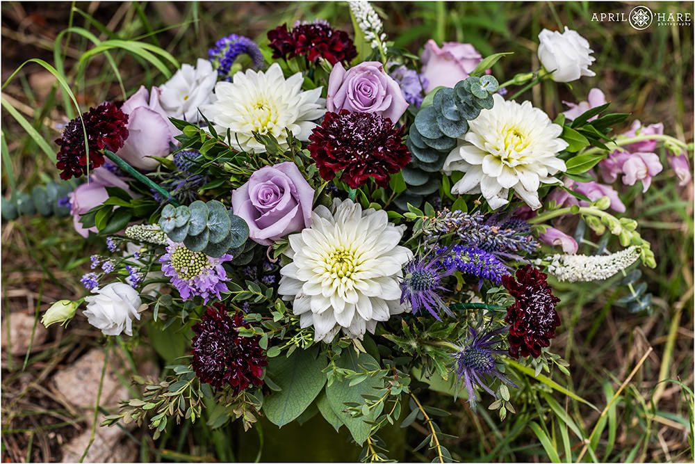 Best Day Floral Bridal Bouquet with purple colors for a Colorado wedding