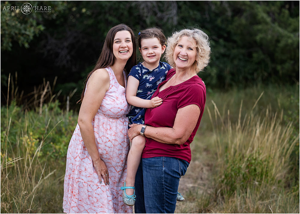 A three generation portrait for the ladies at their family reunion on a private ranch in Elizabeth Colorado