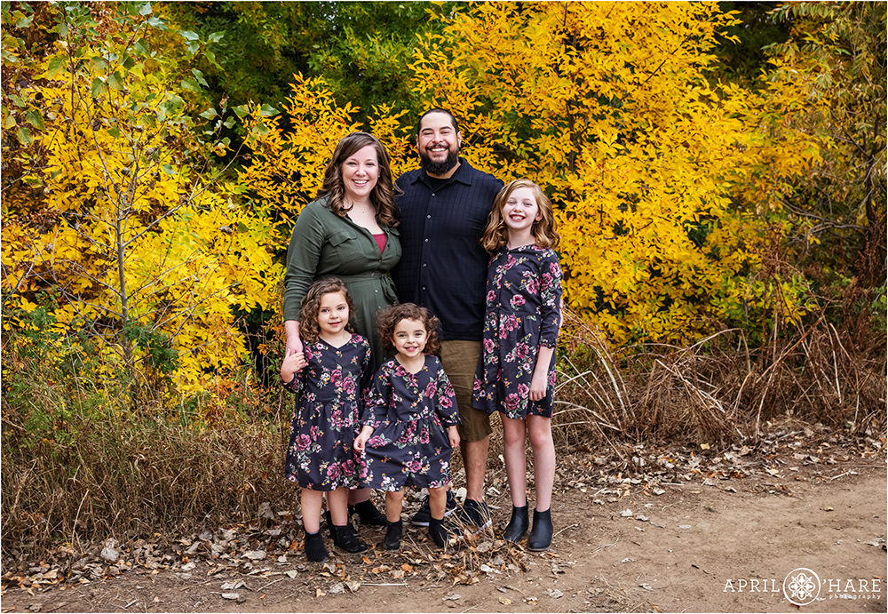 Family Photos During Autumn Fall Colors at James A. Bible Park in Denver Colorado