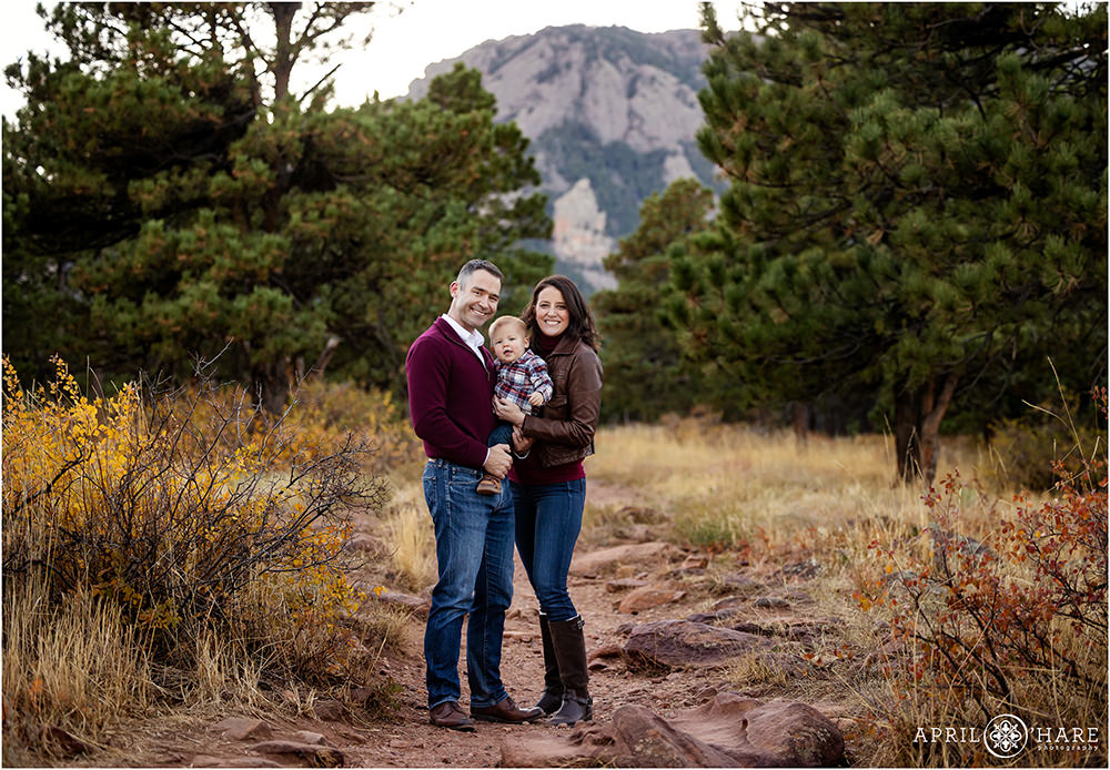 Beautiful fall color family photos at the Shanahan Ridge Trailhead in Boulder Colorado