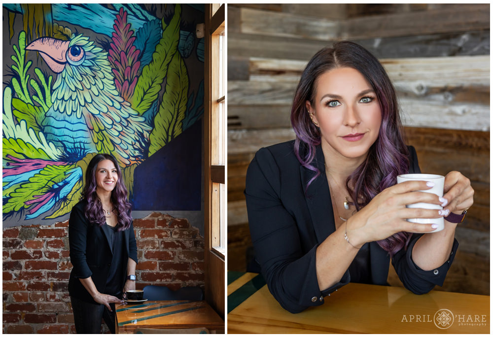 Coffee shop business headshot portraits at Crema Coffee Shop in Denver Colorado