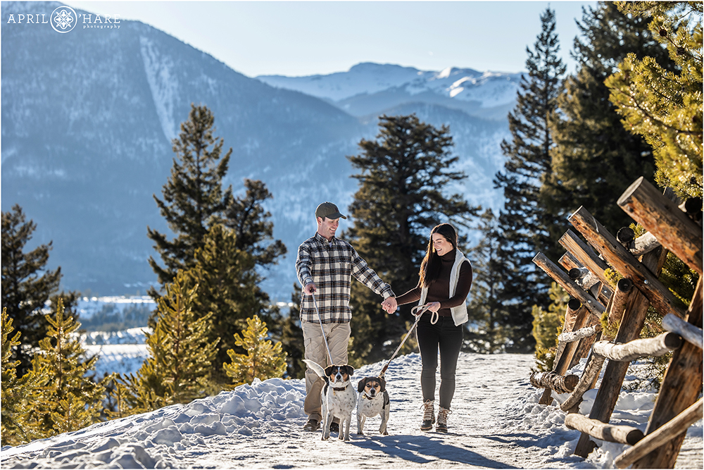 Couples Walking Along a Path at Sapphire Point in Colorado During Winter