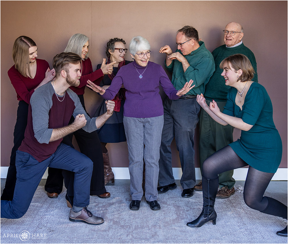 Grandma keeps her family from fighting after separating into the red team and green team at their family session