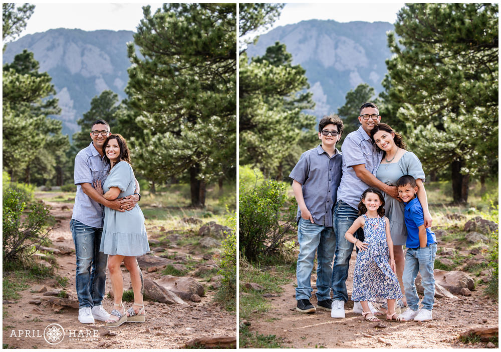 Pretty Colorado Mountain Family Portraits in the Woods of Shanahan Ridge Trailhead