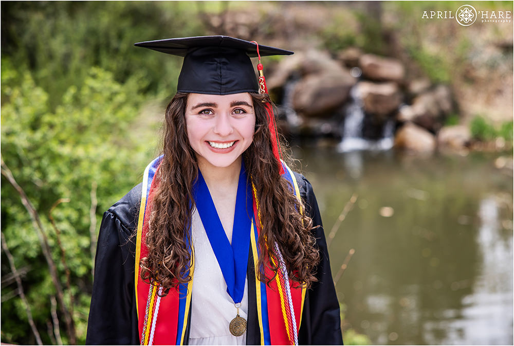 Grad Photo for a CU Grad at Varsity Lake in Boulder Colorado