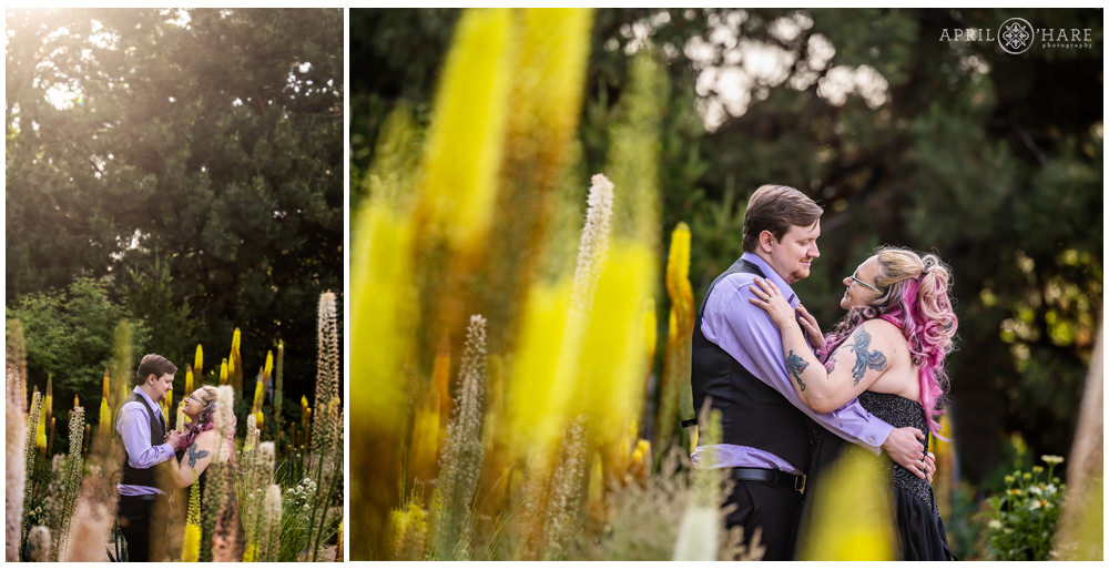 Romantic Colorado engagement photos at Denver Botanic Gardens during June