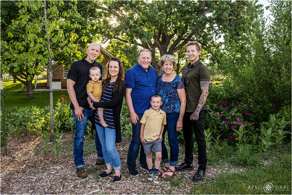 Family portrait at the Stone House in Lakewood Colorado