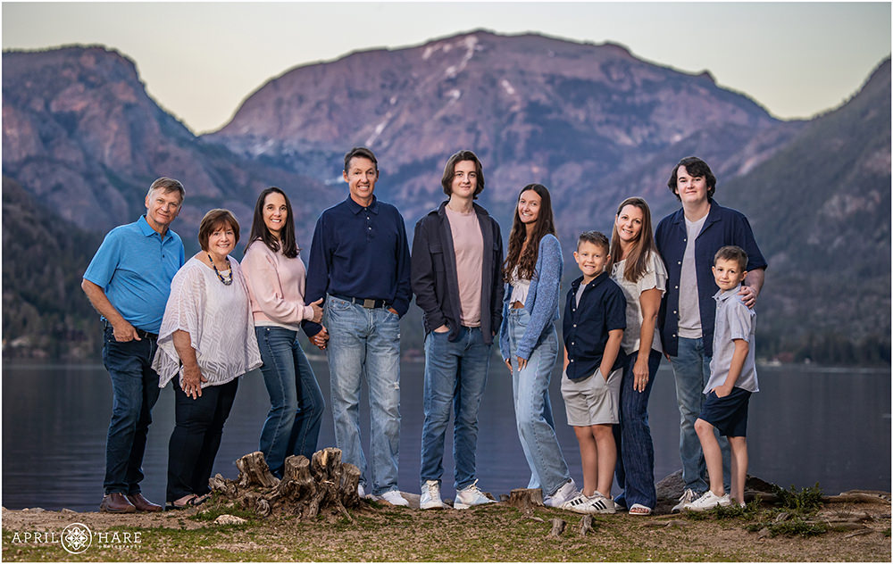 Beautiful family portrait at Point Park in Grand Lake Colorado during summer