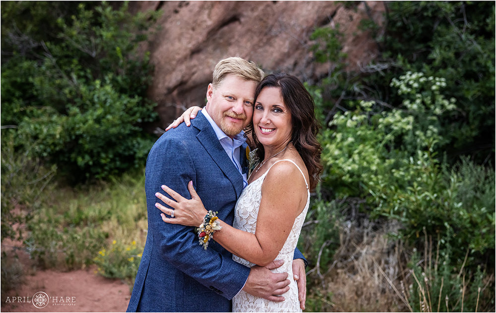 Beautiful wedding portrait at Red Rocks in Colorado