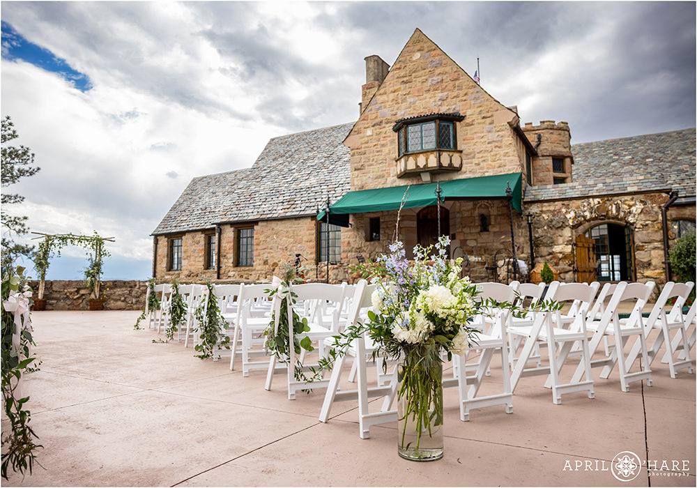 Castle Courtyard wedding ceremony on a stormy summer day