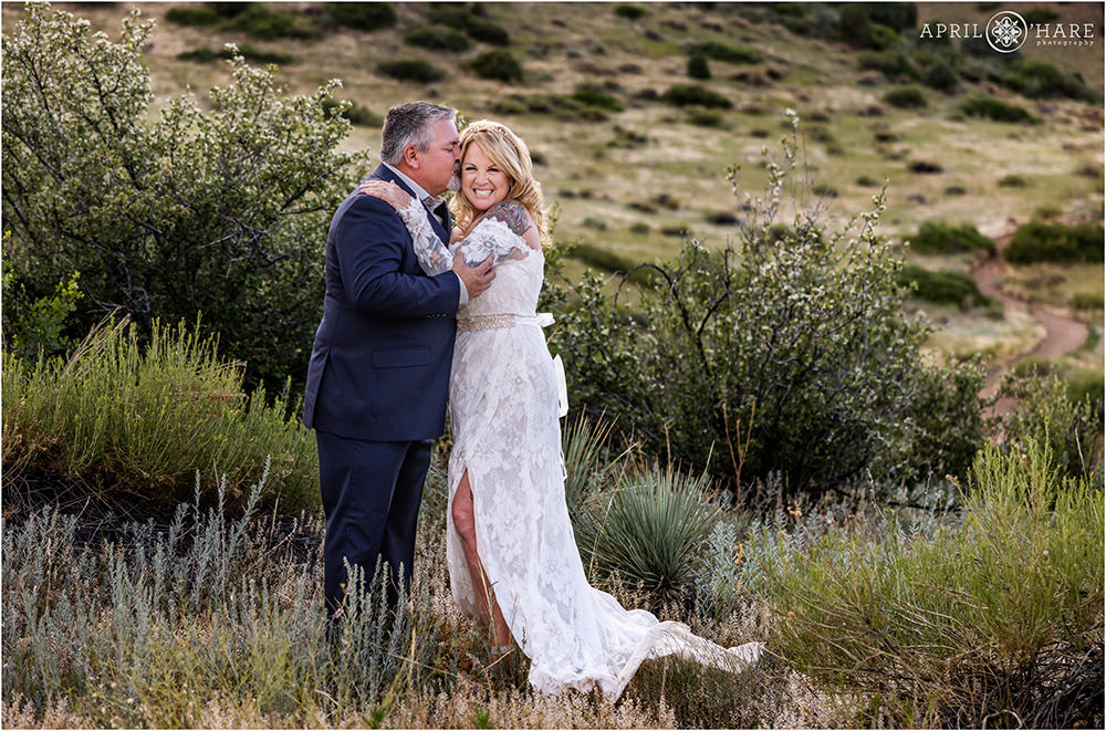 Couple gets married outside at the East Mount Falcon Trailhead in Morrison, CO