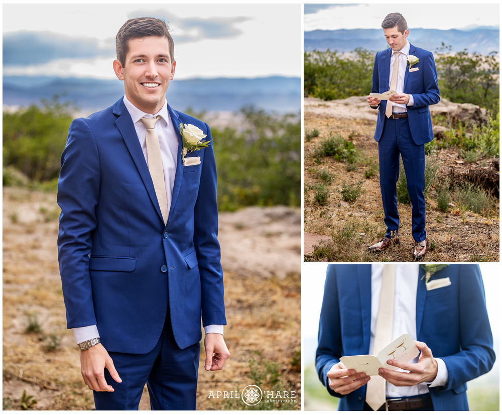Groom portrait on his wedding day at Cherokee Ranch and Castle in Colorado