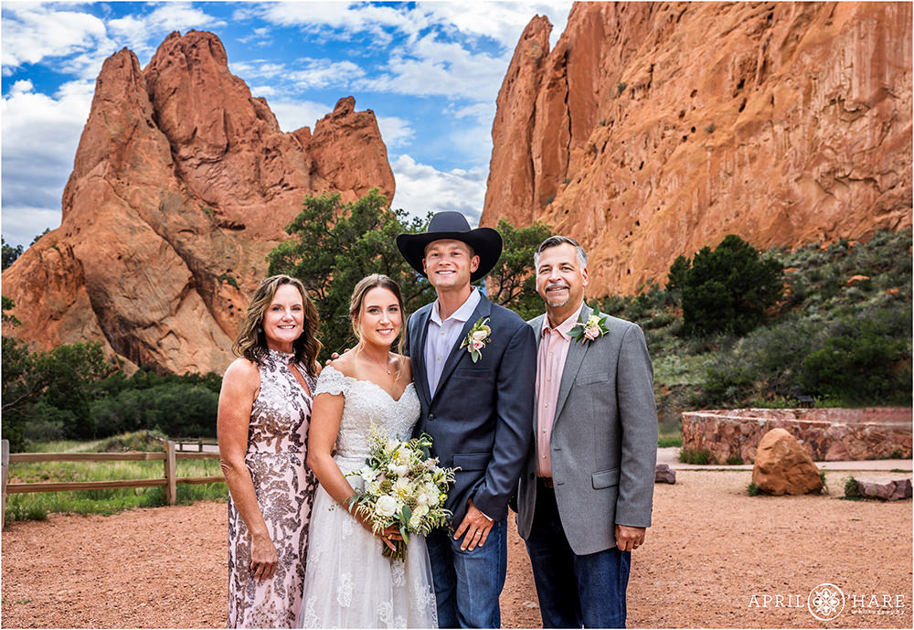 Family pictures at Jaycee Plaza Wedding at Garden of the Gods in Colorado Springs CO
