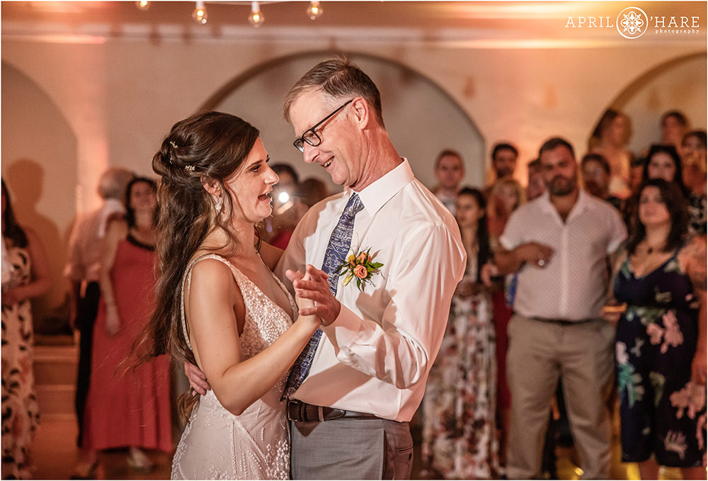 Bride and her dad dance together at her Grant-Humphreys wedding in Denver