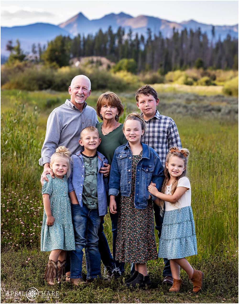 Grandparents with their grandchildren in Grand Lake Colorado