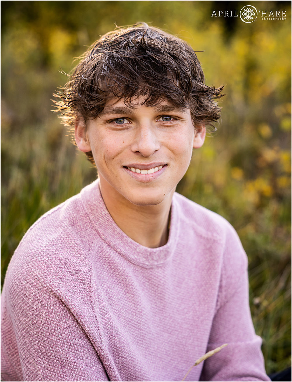 Yearbook photo for High school senior boy in Evergreen Colorado