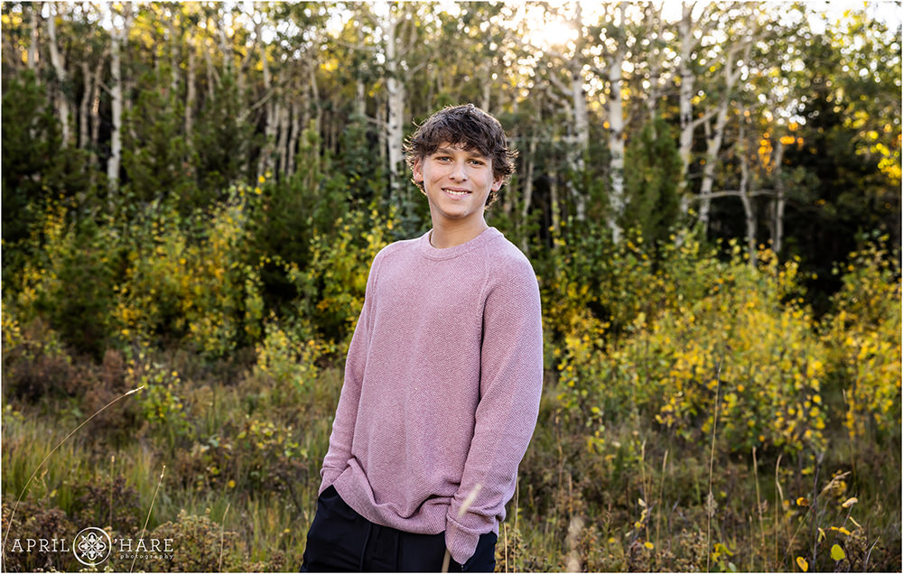 Senior Portrait for High School Boy in Evergreen Colorado