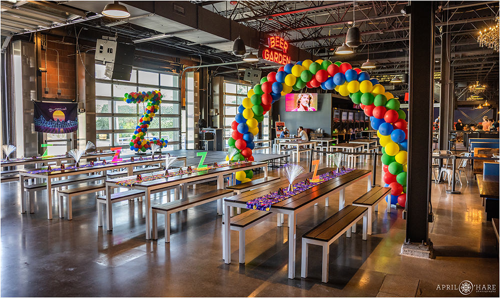Bar Mitzvah Party decorated in bright colors at Pindustry