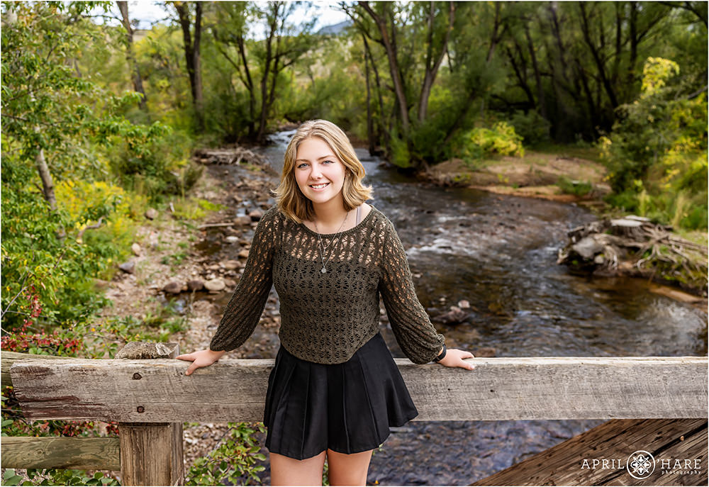 River backrop for a high school senior portrait at South Mesa Trail