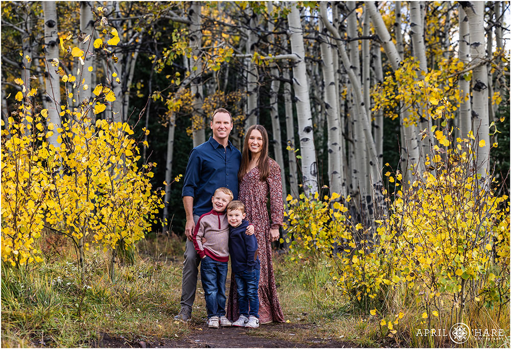 Gorgeous Fall Color Family Portrait in the woods on Squaw Pass Road