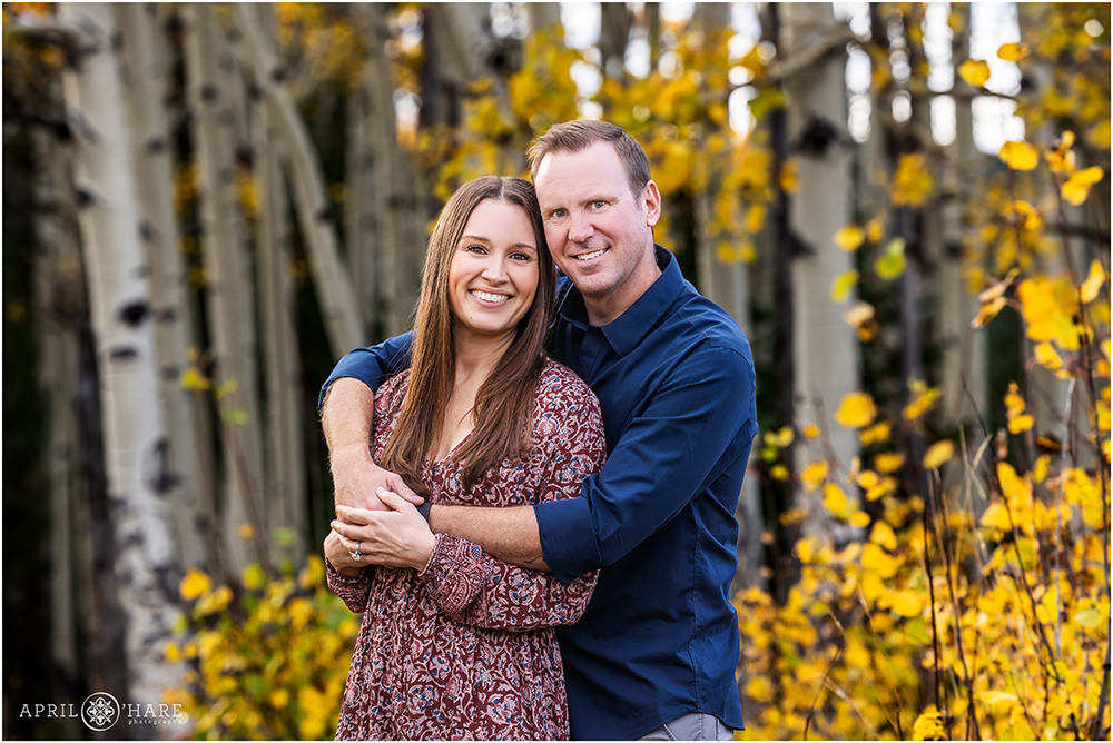 Pretty fall color couples portrait during a family photoshoot on Squaw Pass Road