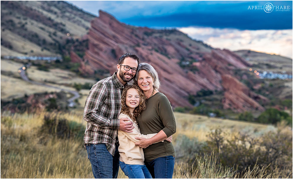 Pretty Blue Skies over Red Rocks for a Family Photoshoot in Morrison Colorado