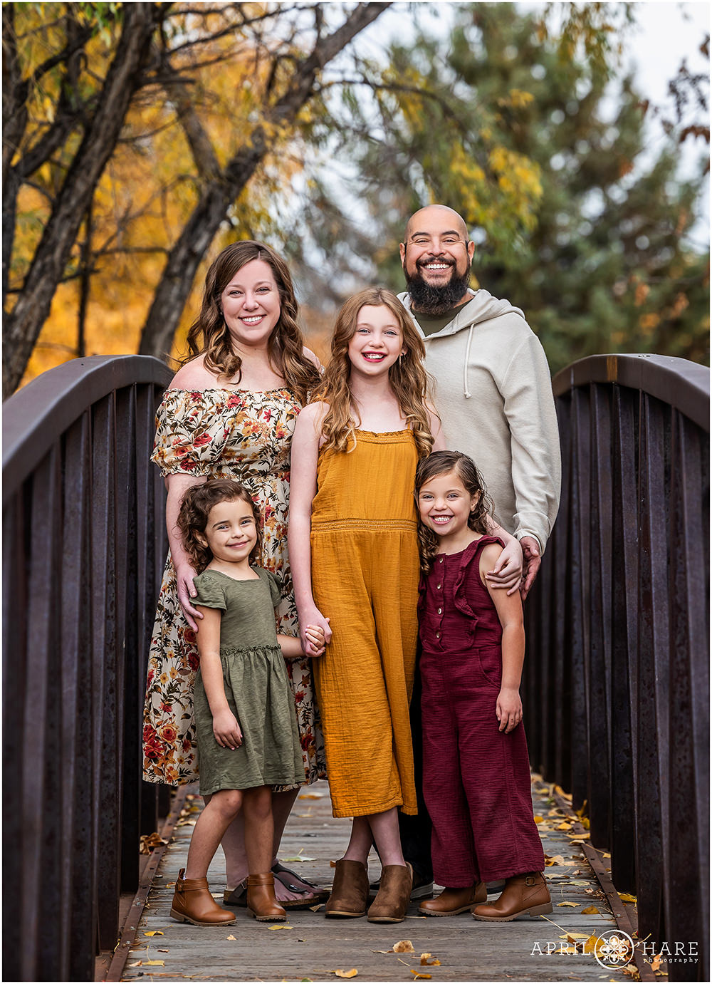 Beautiful fall color family portraits at James Bible Park in Denver